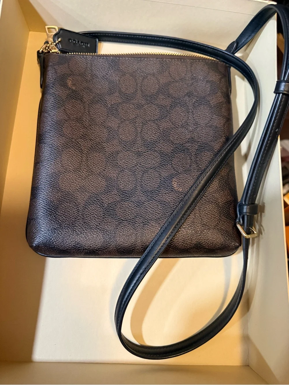 Coach Brown Signature Crossbody with Gold Hardware